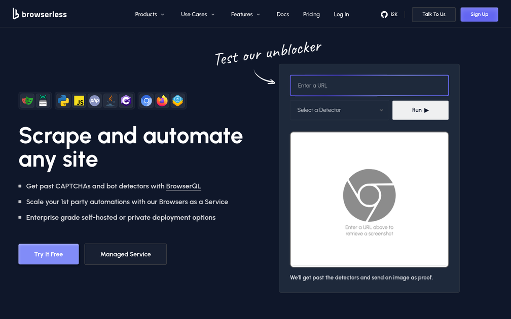 Screenshot of Browserless