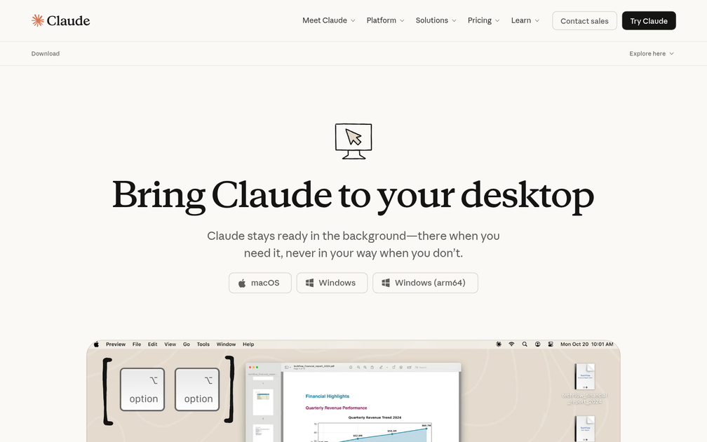 Screenshot of Claude for Desktop