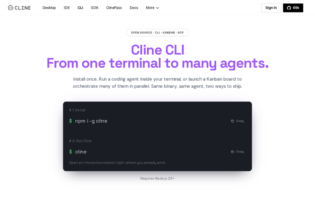 Cline CLI 2.0 - Find the best tools for your job | findthe.tools