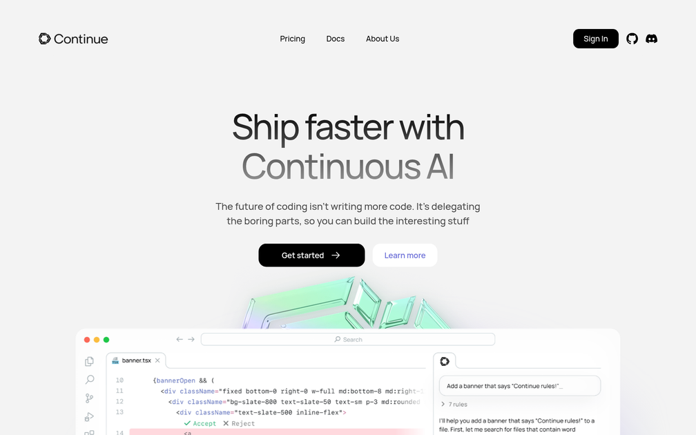Screenshot of Continue
