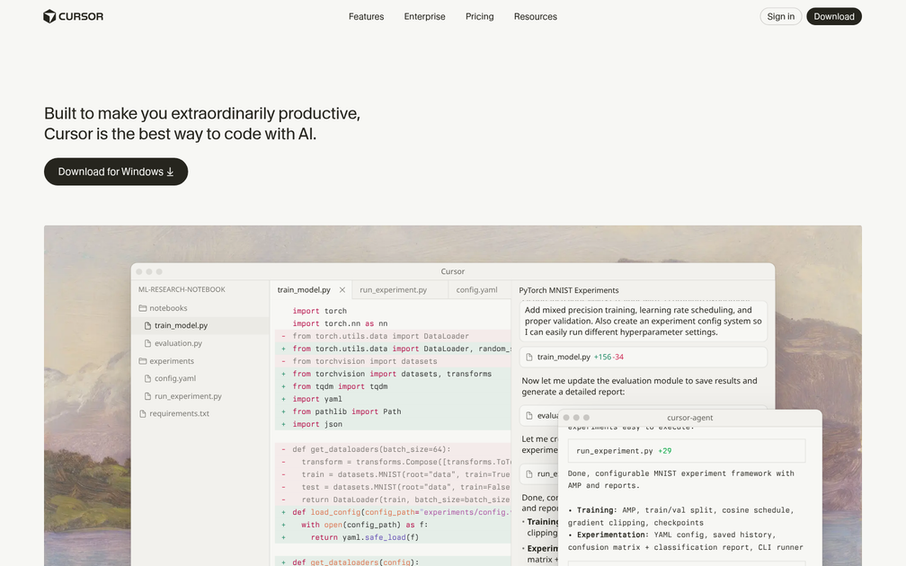 Screenshot of Cursor 1.0