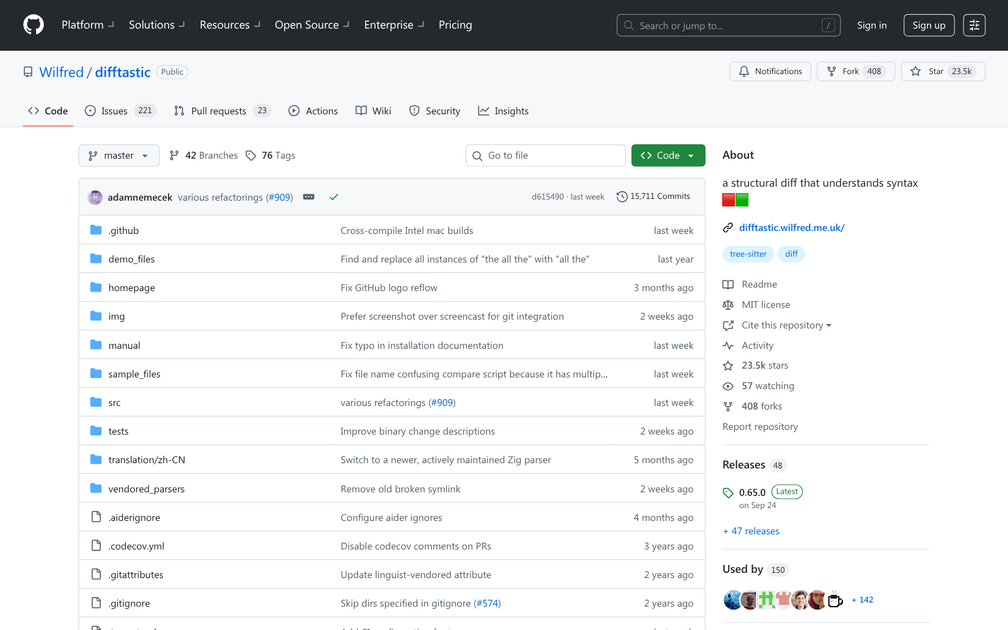 Screenshot of Difftastic