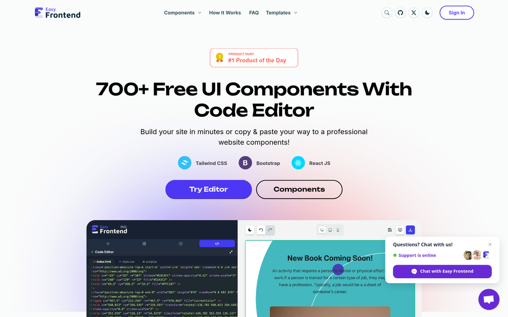 Screenshot of EasyFrontend