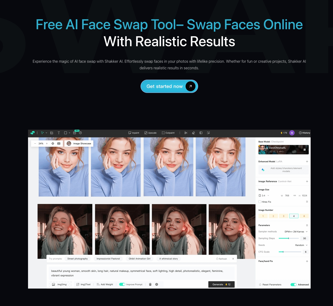 Screenshot of Free AI Face Swap Tool - Shakker