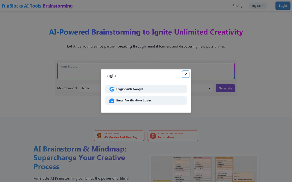 Screenshot of FunBlocks AI Brainstorming