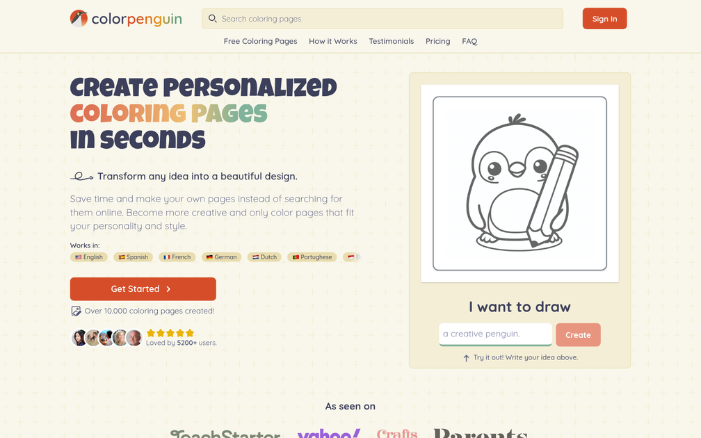 Screenshot of HappyPagesAI