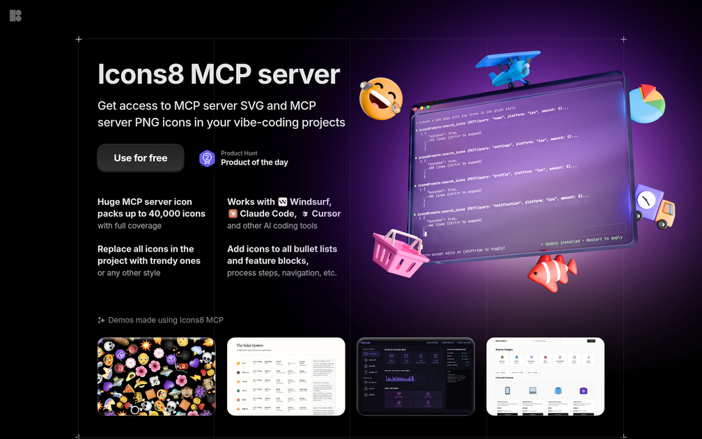 Screenshot of Icons8 MCP Server