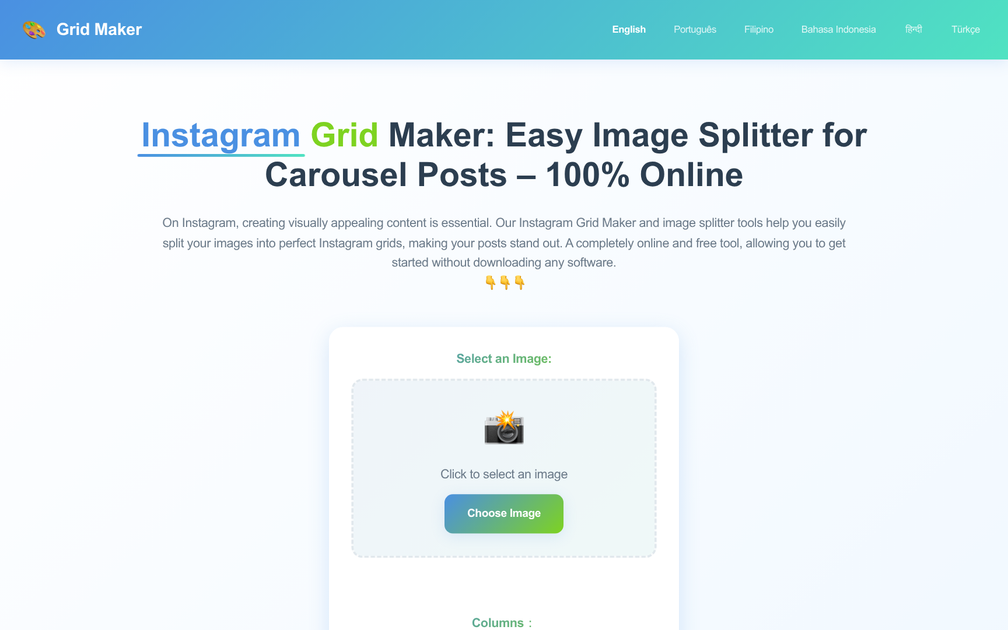 Screenshot of Instagram Grid Maker