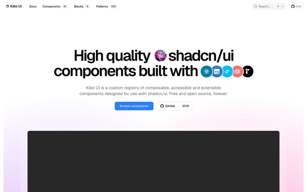 Screenshot of Kibo UI