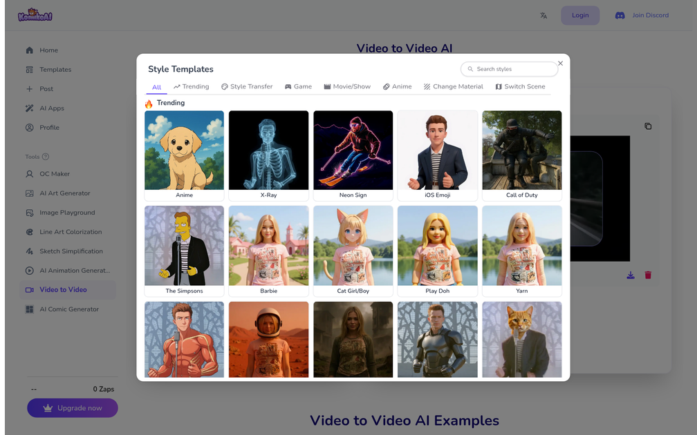 Screenshot of KomikoAI Video to Video