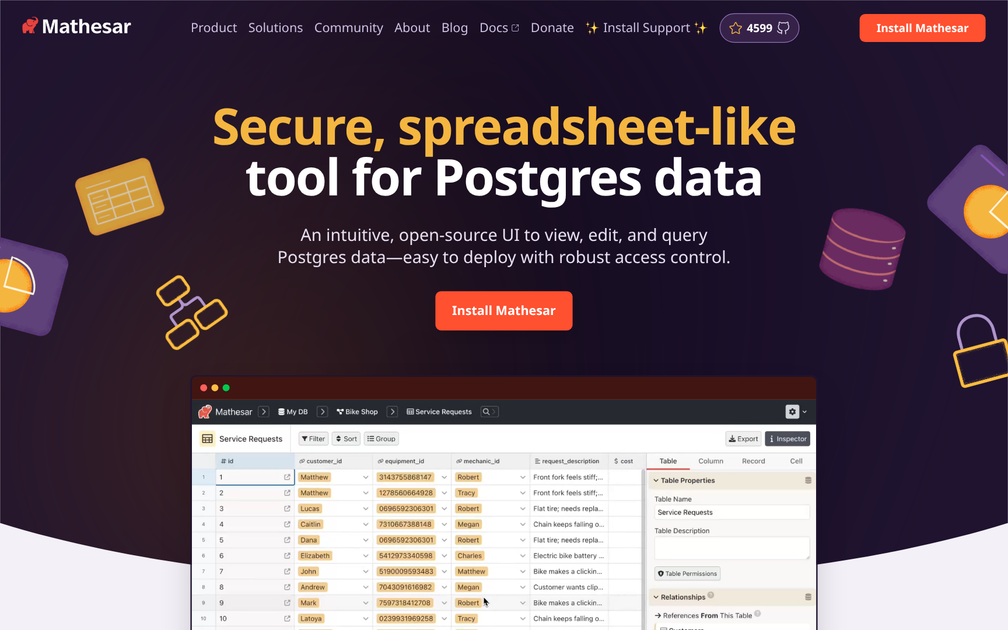 Screenshot of Mathesar