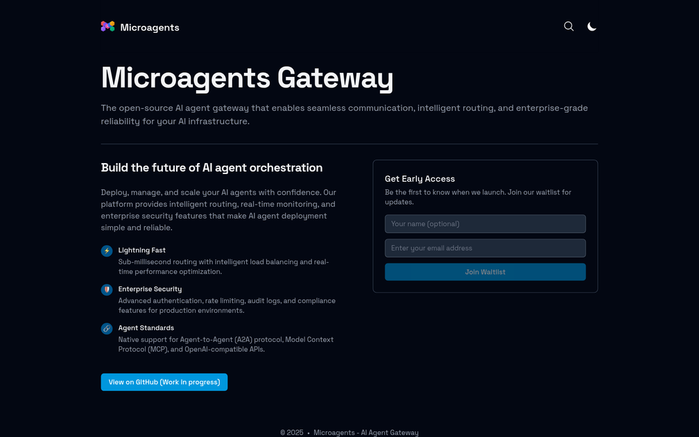 Screenshot of Microagents (Beta)