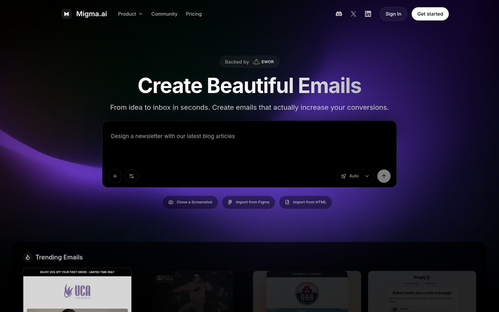 Screenshot of Migma AI