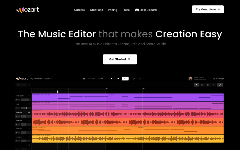 Screenshot of Mozart AI v0.5 