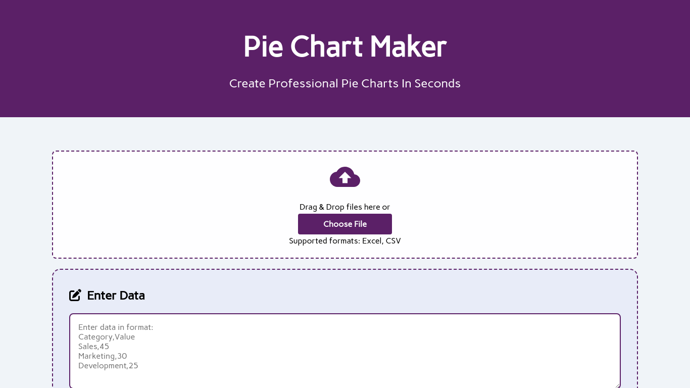 Screenshot of Pie Chart Maker