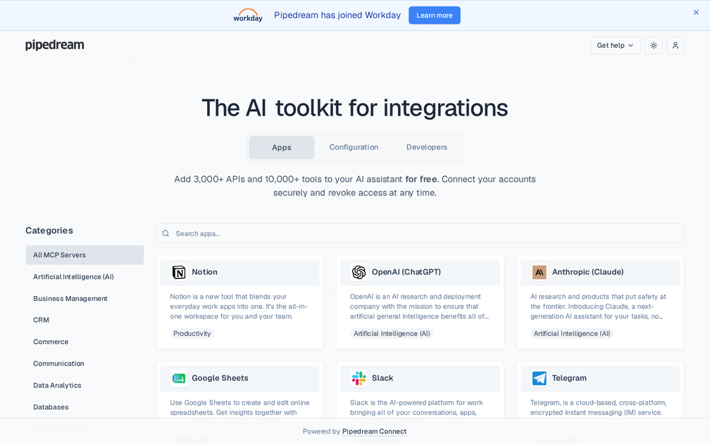 Pipedream MCP - Find the best tools for your job | findthe.tools