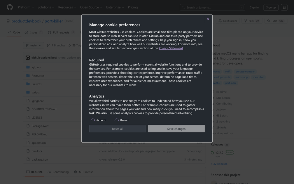 Screenshot of port-killer