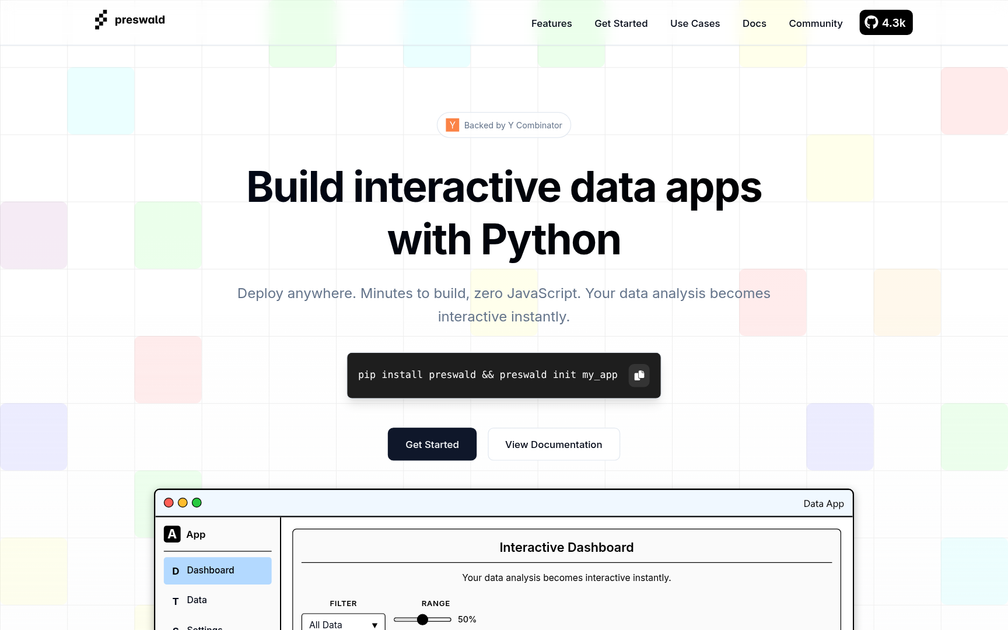 Screenshot of Preswald