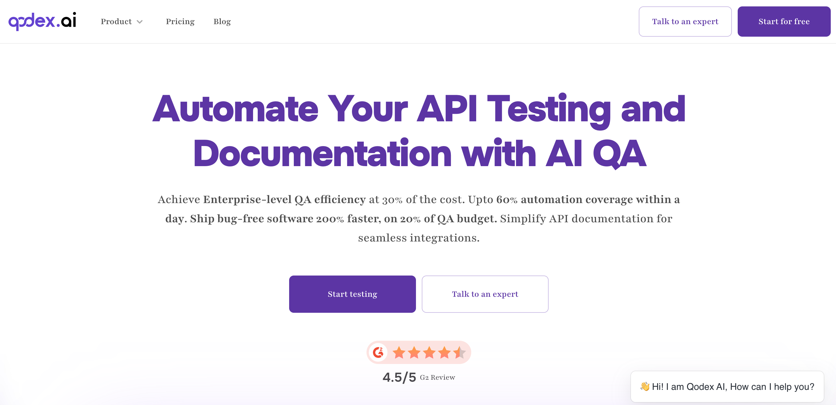 Screenshot of Qodex.ai