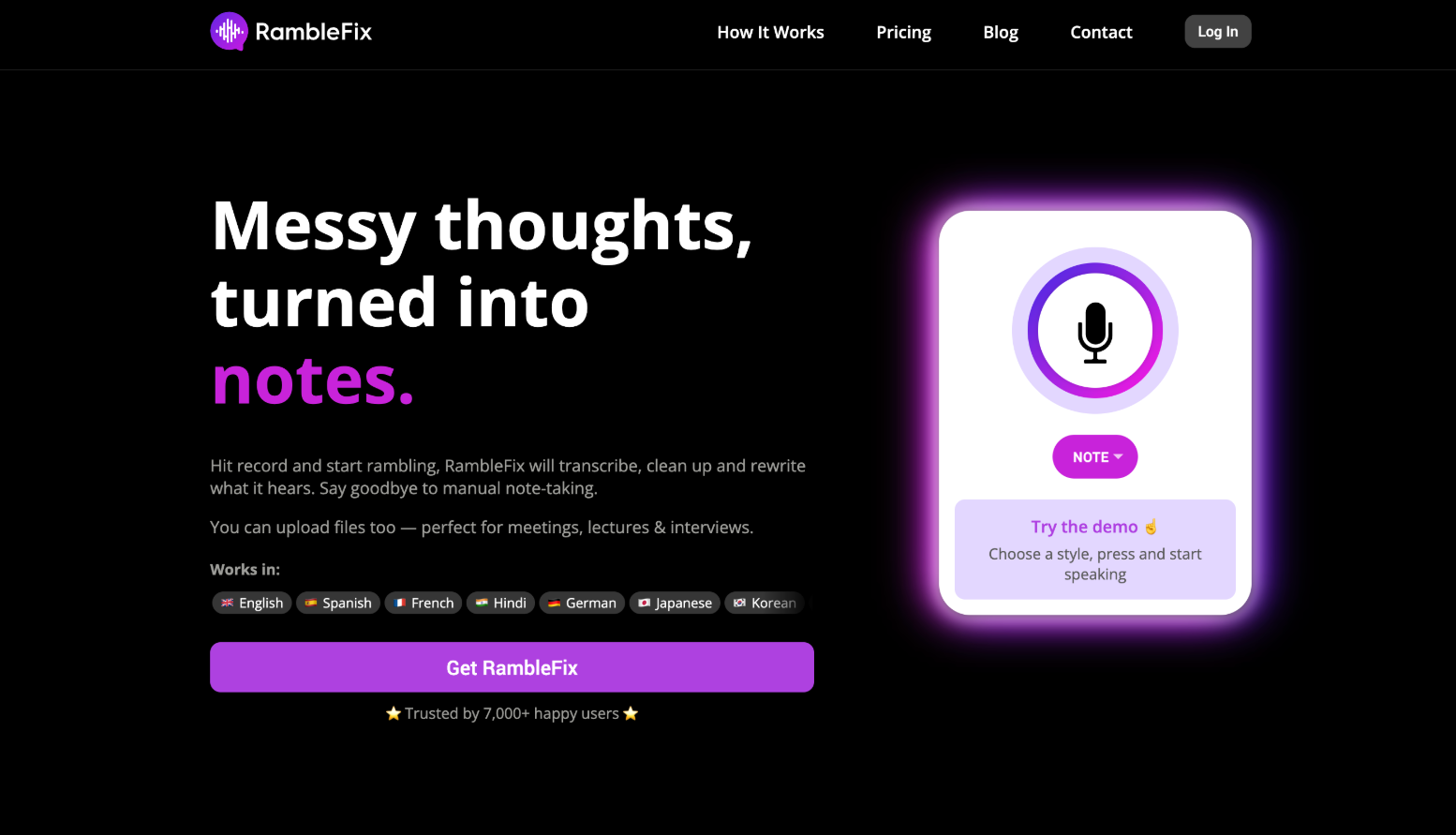 RambleFix: Transcribe and Refine Your Ideas with AI