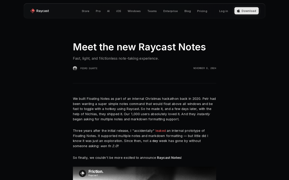 Raycast Notes - Find the best tools for your job | findthe.tools