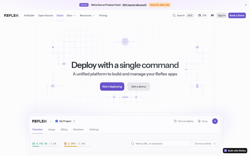 Screenshot of Reflex Cloud