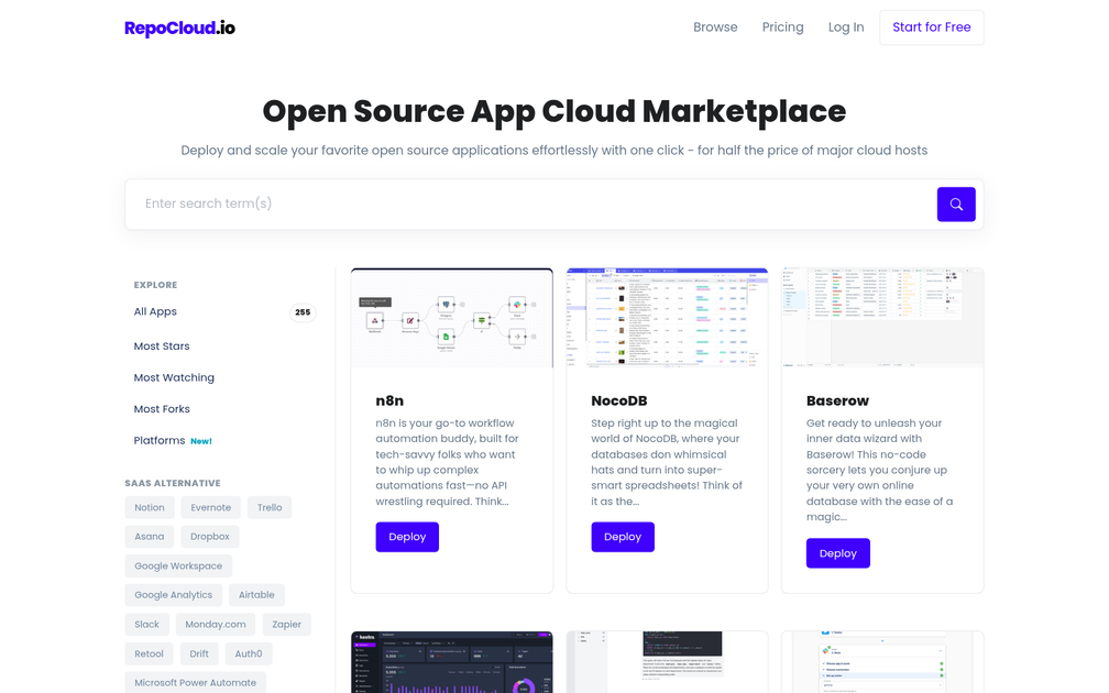 Screenshot of RepoCloud.io