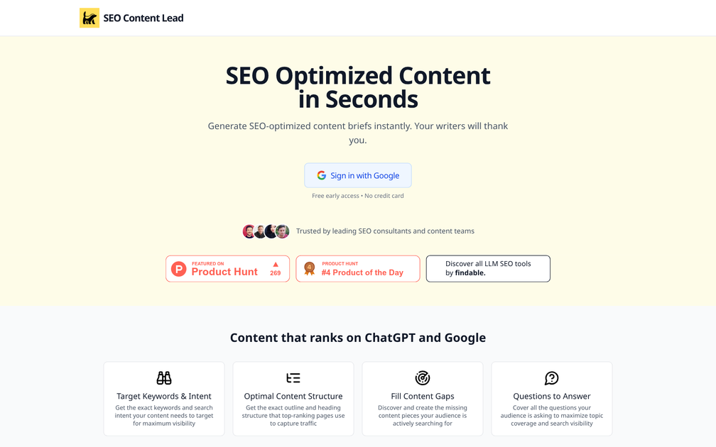 Screenshot of SEO Content Lead