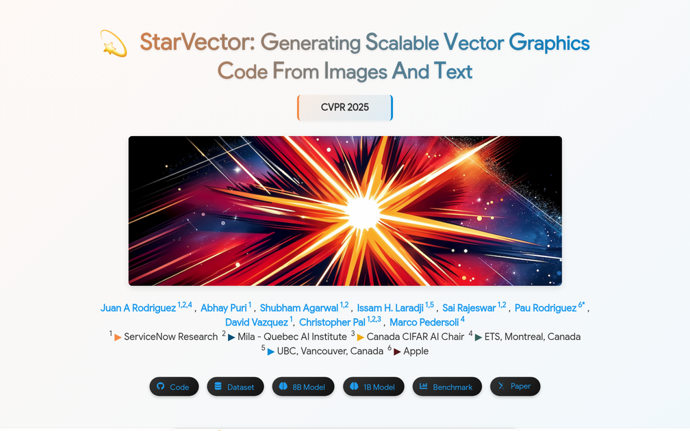 Screenshot of StarVector