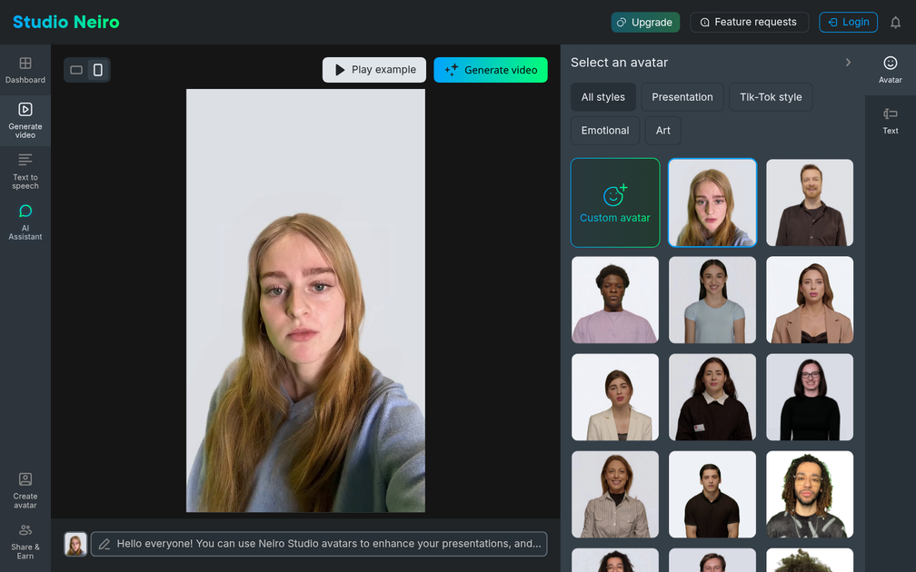 Screenshot of Studio Neiro AI