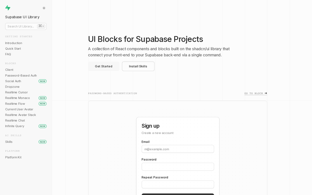 Supabase UI Library - Find the best tools for your job | findthe.tools