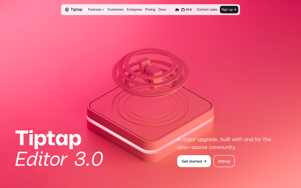 Screenshot of Tiptap Editor 3.0 Beta