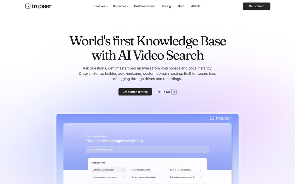 Screenshot of Trupeer: Knowledge Base with AI Search