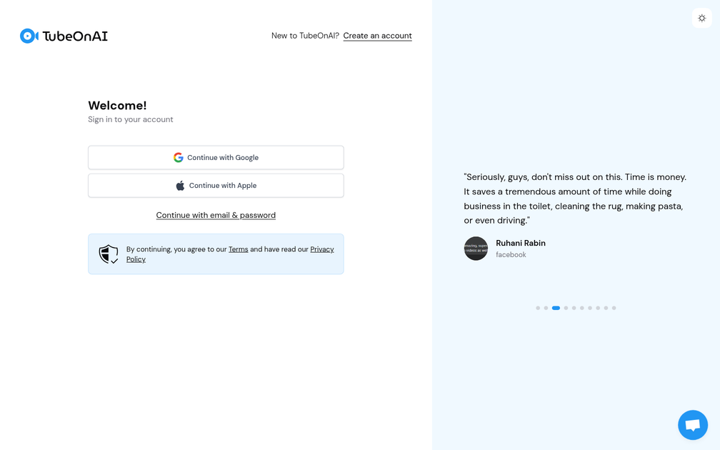 Screenshot of TubeOnAI - Boost Productivity, Save Time