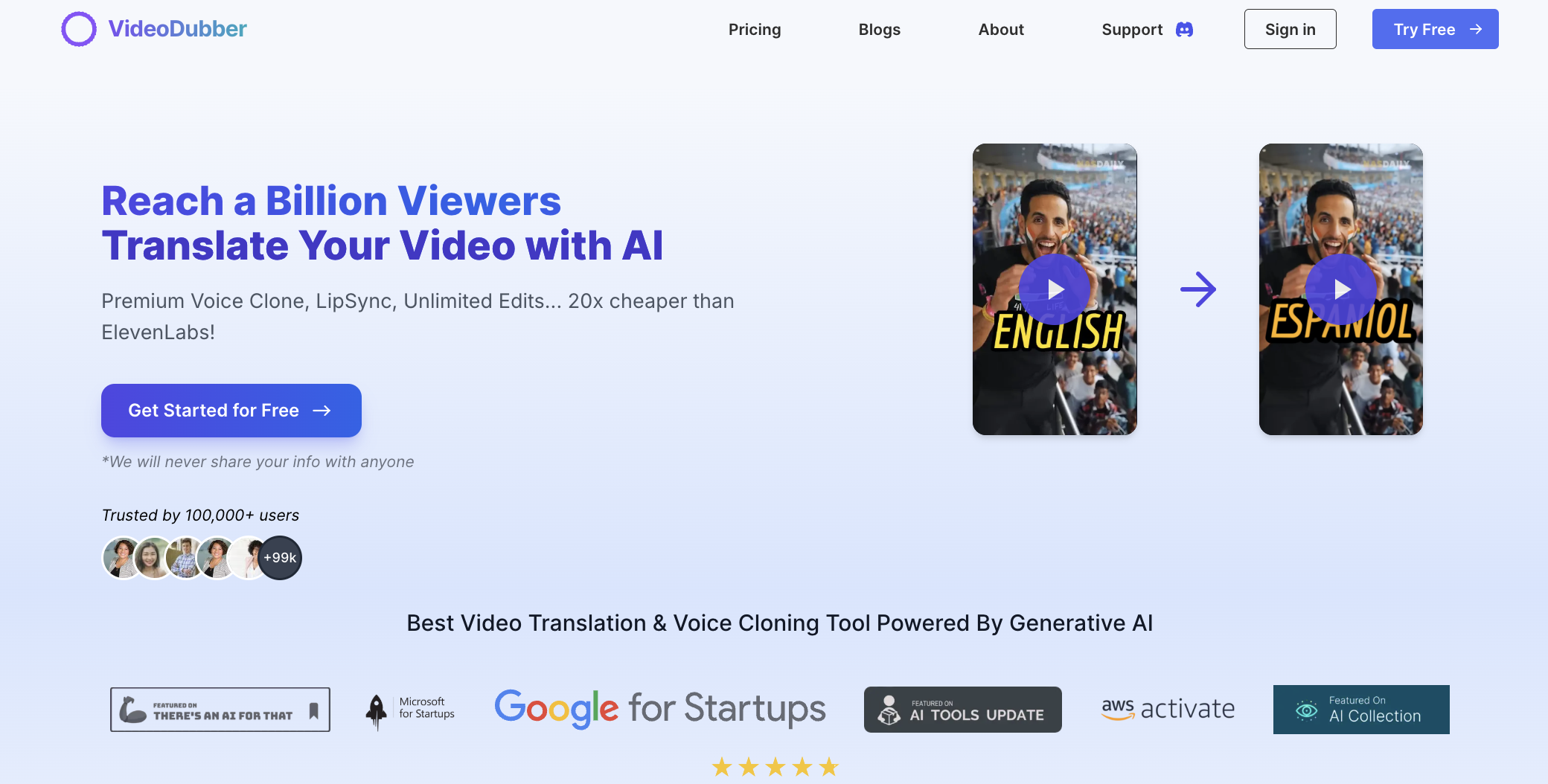 Screenshot of VideoDubber Video Translator