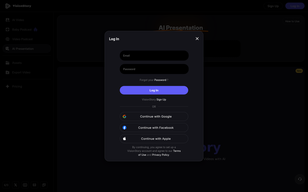 Screenshot of Visionstory - AI Presentation