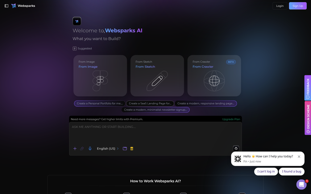 Screenshot of Websparks