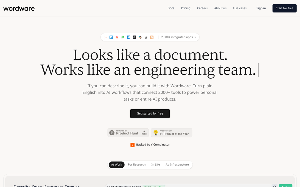 Screenshot of Wordware (YC S24)